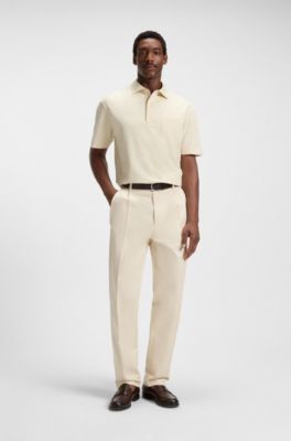 Relaxed-fit polo shirt in peached cotton, Natural