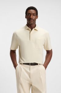 Relaxed-fit polo shirt in peached cotton, White