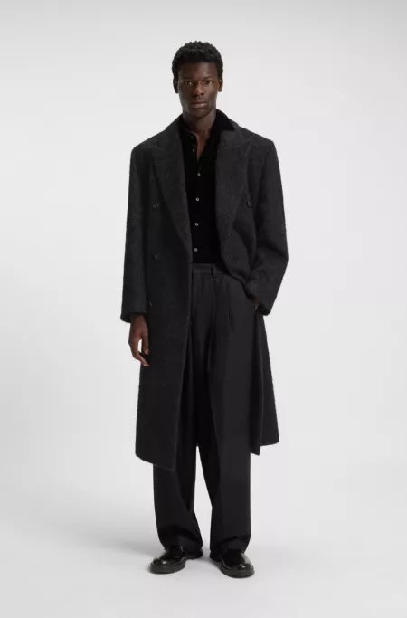 Double-breasted relaxed-fit coat with wool and alpaca