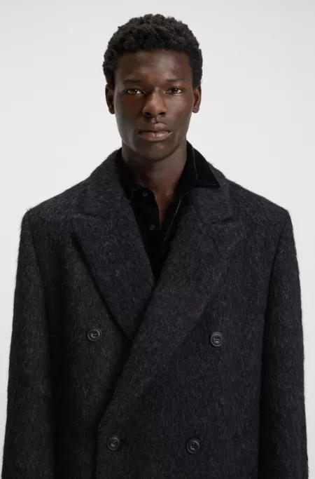 Double-breasted relaxed-fit coat with wool and alpaca