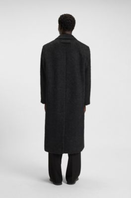 Double-breasted relaxed-fit coat with wool and alpaca, Black