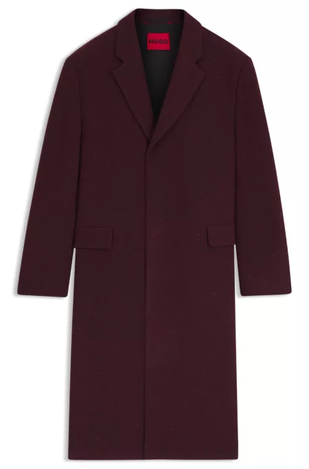 Regular-fit long-length coat in tweed