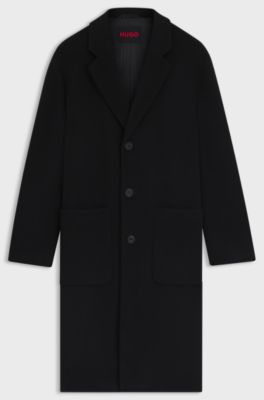 Regular-fit coat in a wool blend, Black
