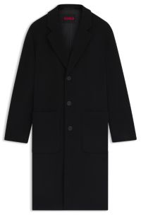 Regular-fit coat in a wool blend, Black