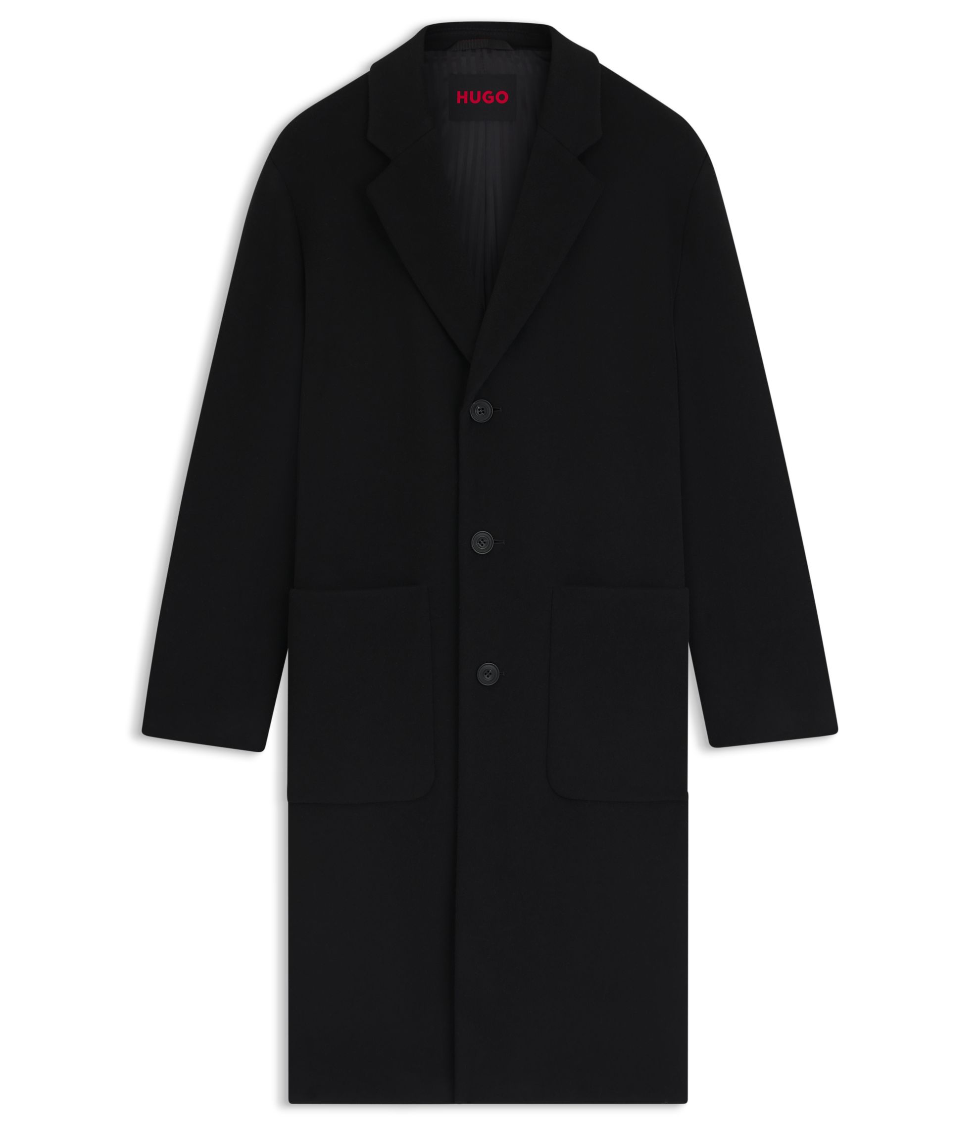 HUGO - Regular-fit coat in a wool blend - Black