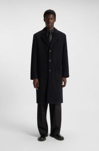 Regular-Fit Mantel aus Woll-Mix, Schwarz