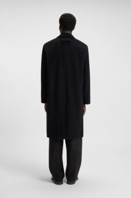 Regular-fit coat in a wool blend, Black