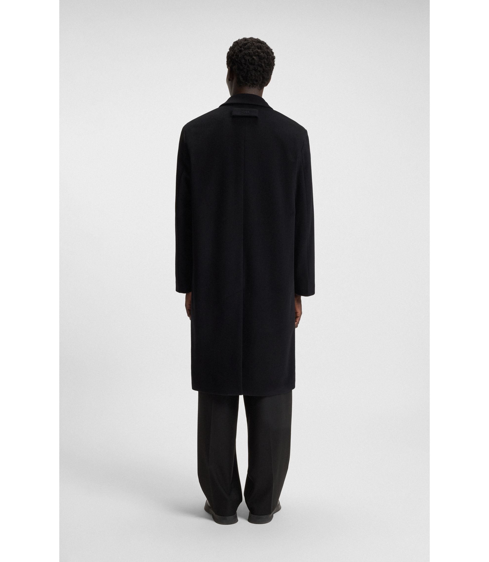 HUGO - Regular-fit coat in a wool blend - Black