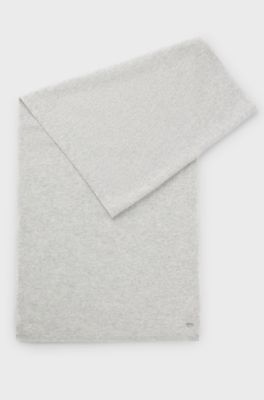 Cashmere scarf with metallic logo trim, Light Grey