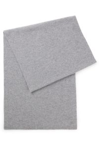 Cashmere scarf with metallic logo trim, Grey