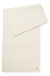 Cashmere scarf with metal logo trim, Natural