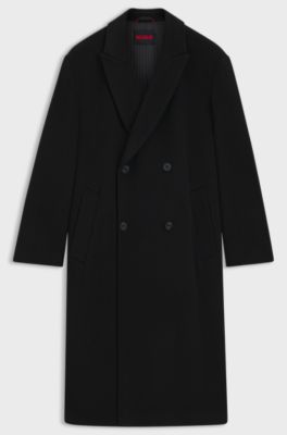 Double-breasted coat in a wool blend, Black