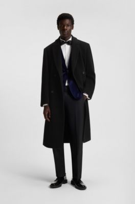 Double-breasted coat in a wool blend, Black