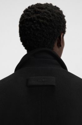 Double-breasted coat in a wool blend, Black