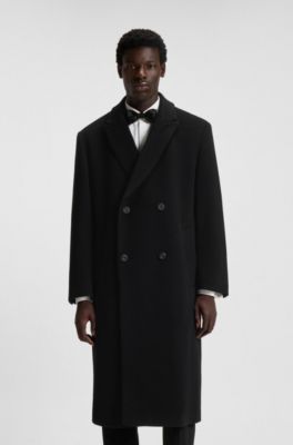 Double-breasted coat in a wool blend, Black
