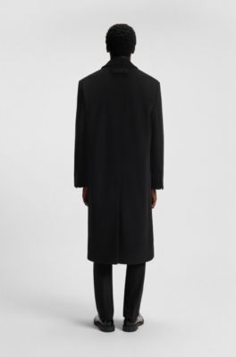 Double-breasted coat in a wool blend, Black