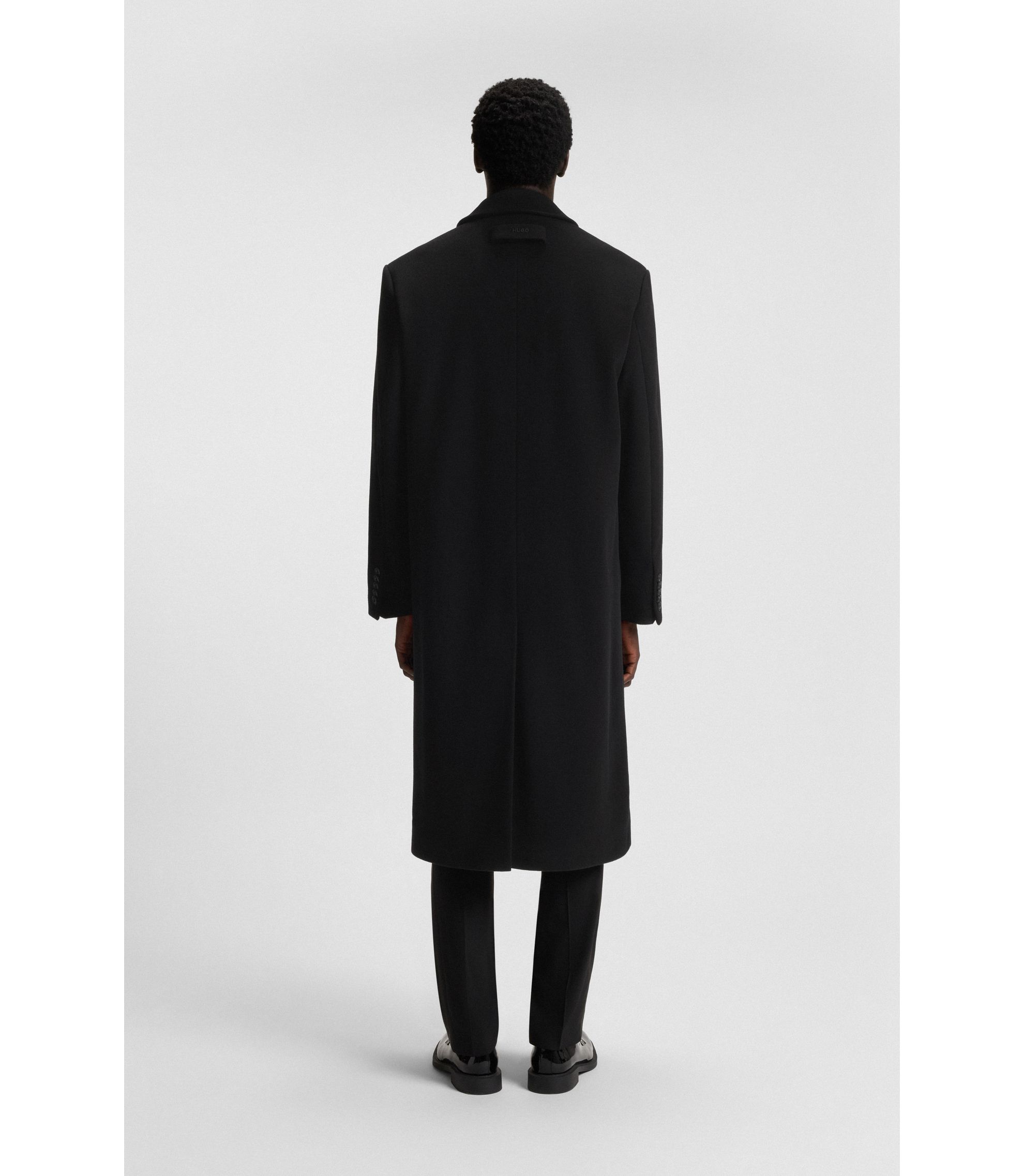 HUGO - Double-breasted coat in a wool blend - Black