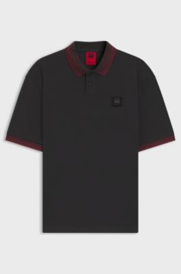 Polo HUGO x RB avec patch logot&eacute; taureau, Gris sombre