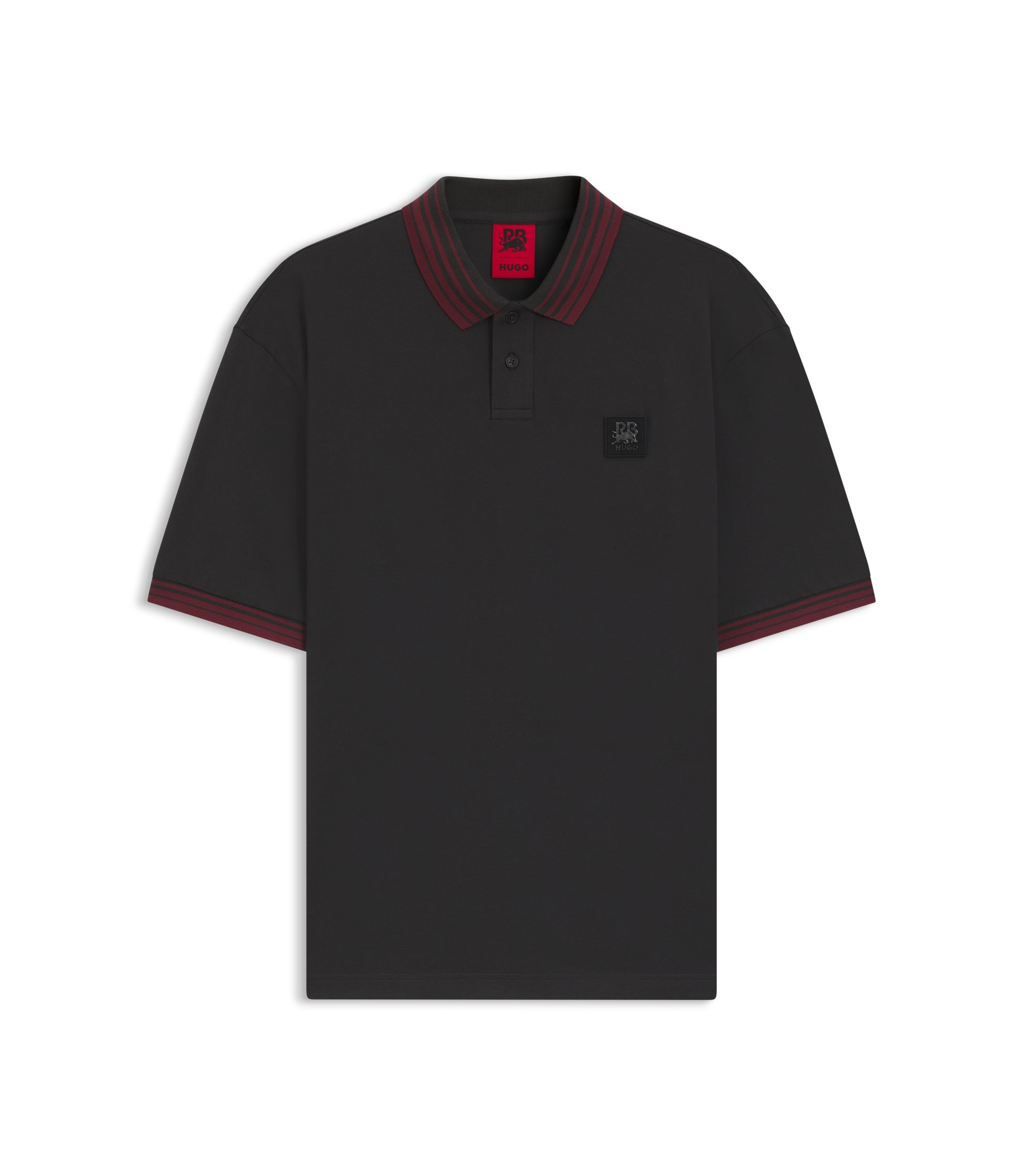 HUGO - HUGO x RB polo shirt with bull logo patch - Dark Grey