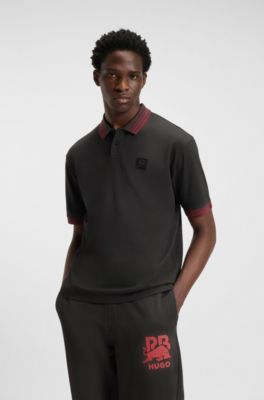 HUGO x RB polo shirt with bull logo patch, Dark Grey