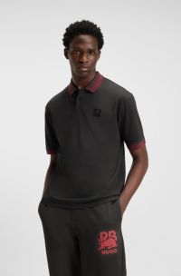 HUGO x RB polo shirt with bull logo patch, Dark Grey