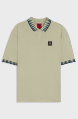 HUGO x RB polo shirt with bull logo patch, Light Beige