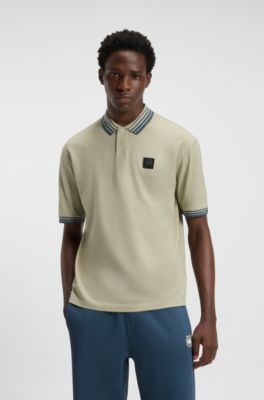 HUGO x RB polo shirt with bull logo patch, Light Beige