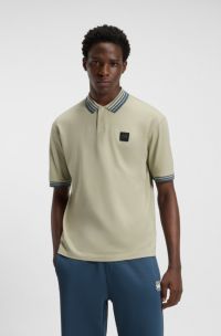HUGO x RB polo shirt with bull logo patch, Light Beige