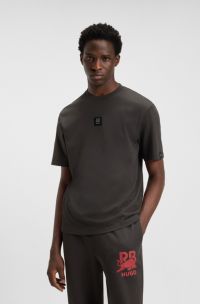 HUGO x RB T-shirt with bull-graphic logo patch, Dark Grey