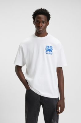 HUGO x RB T-Shirt aus Baumwolle mit Stier-Logo, Wei&szlig;