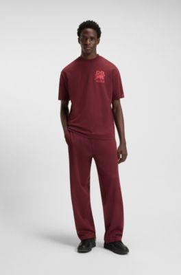 HUGO x RB cotton T-shirt with bull-graphic logo, Dark Red