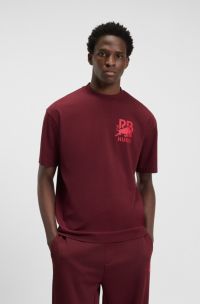 HUGO x RB cotton T-shirt with bull-graphic logo, Dark Red