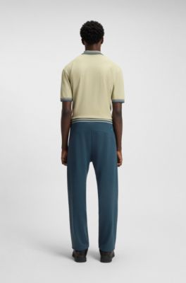 HUGO x RB oversized-fit tracksuit bottoms with striped waistband, Dark Blue