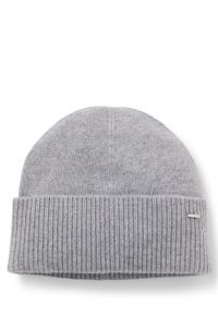 Berretto in cashmere con logo in metallo, Grigio