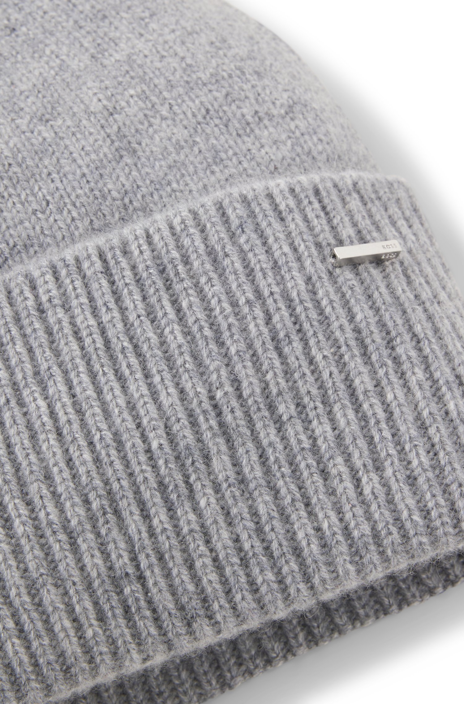 Boss Cashmere beanie hat with metallic logo trim mössor dam – bild 4