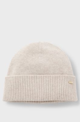 Hue af kashmir med metallisk logo, Lys beige