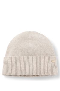 Berretto in cashmere con logo in metallo, Beige chiaro