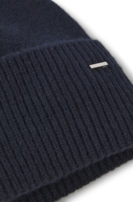 Boss Cashmere beanie hat with metallic logo trim mössor dam – bild 2