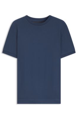 Regular-fit T-shirt in structured cotton, Dark Blue
