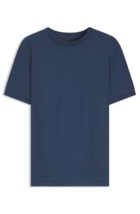 Regular-fit T-shirt in structured cotton, Dark Blue
