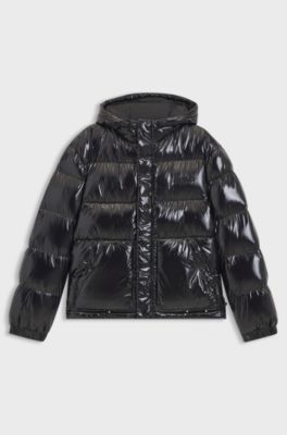 Water-repellent puffer jacket in gloss fabric, Black