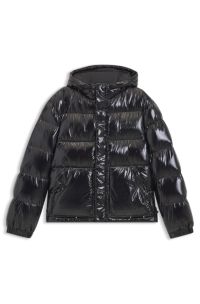 Water-repellent puffer jacket in gloss fabric, Black