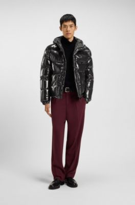 Water-repellent puffer jacket in gloss fabric, Black