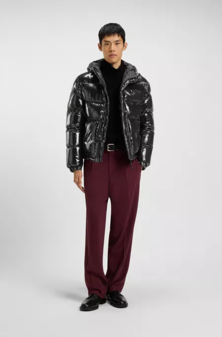 Water-repellent puffer jacket in gloss fabric