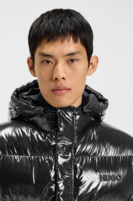 Water-repellent puffer jacket in gloss fabric, Black