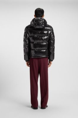 Water-repellent puffer jacket in gloss fabric, Black