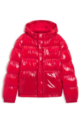 Water-repellent puffer jacket in gloss fabric, Red