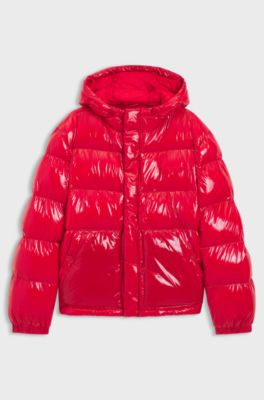 Water-repellent puffer jacket in gloss fabric, Red