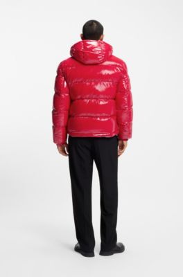 Water-repellent puffer jacket in gloss fabric, Red