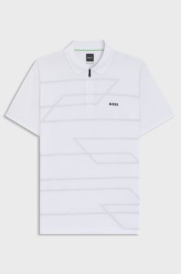 Slim-Fit Poloshirt aus Baumwolle mit Print-Muster, Wei&szlig;